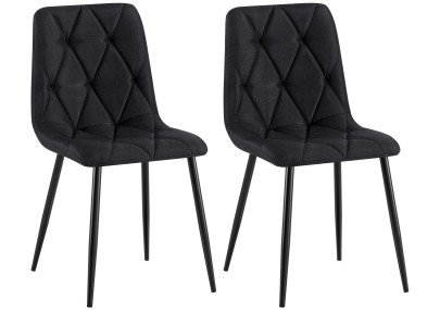 Ensemble de 2 chaises de salle à manger Clairton en tissu noir