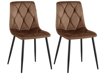 Ensemble de 2 chaises de salle à manger Clairton en velours marron