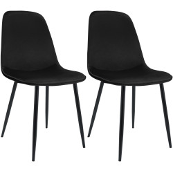 Ensemble de 2 chaises de salle à manger Maryam en velours noir
