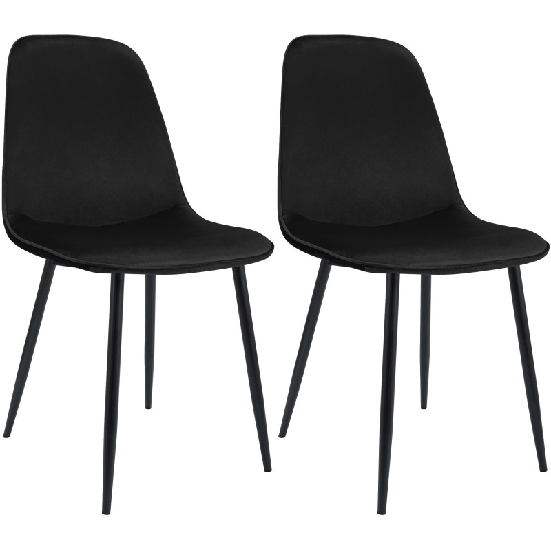Ensemble de 2 chaises de salle à manger Maryam en velours noir
