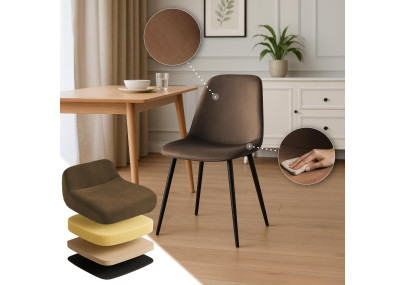 Ensemble de 2 chaises de salle à manger Maryam en velours marron