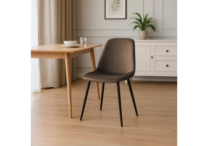 Ensemble de 2 chaises de salle à manger Maryam en velours marron