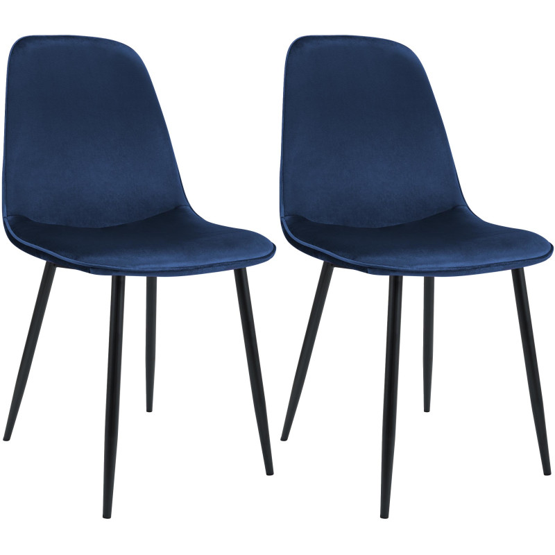 Ensemble de 2 chaises de salle à manger Maryam en velours bleu foncé