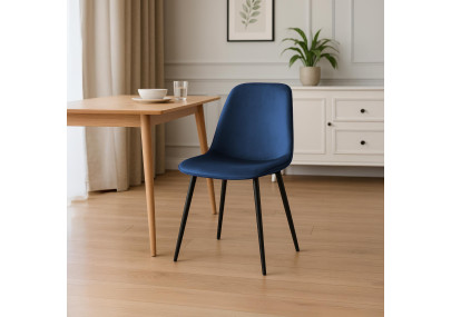 Ensemble de 2 chaises de salle à manger Maryam en velours bleu foncé