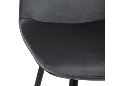Ensemble de 2 chaises de salle à manger Maryam, velours, gris foncé