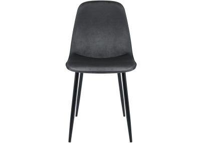 Ensemble de 2 chaises de salle à manger Maryam, velours, gris foncé