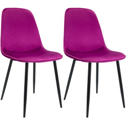 Ensemble de 2 chaises de salle à manger Maryam en velours violet