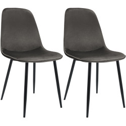 Ensemble de 2 chaises de salle à manger Maryam en velours anthracite