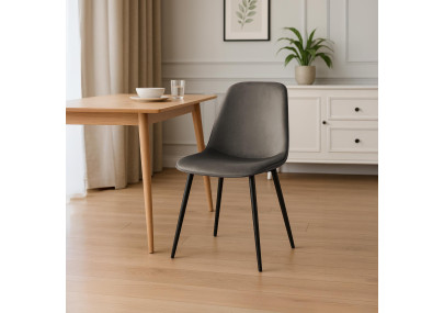 Ensemble de 2 chaises de salle à manger Maryam en velours anthracite