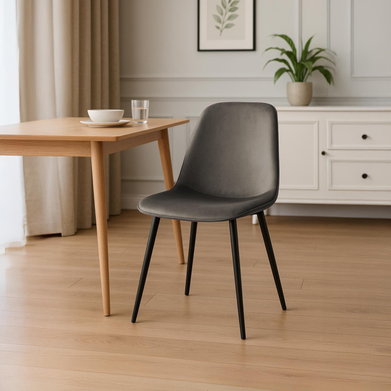 Conjunto de 2 sillas de comedor Maryam de terciopelo antracita