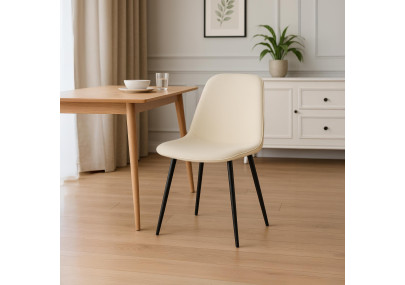 Conjunto de 2 sillas de comedor Maryam de terciopelo crema