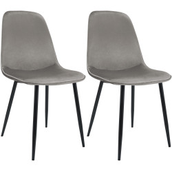 Ensemble de 2 chaises de salle à manger Maryam en velours gris clair