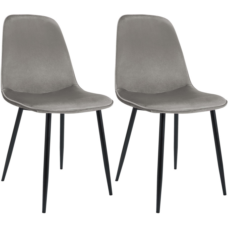 Ensemble de 2 chaises de salle à manger Maryam en velours gris clair