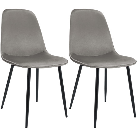 Ensemble de 2 chaises de salle à manger Maryam en velours gris clair