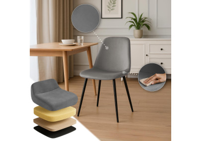 Ensemble de 2 chaises de salle à manger Maryam en velours gris clair