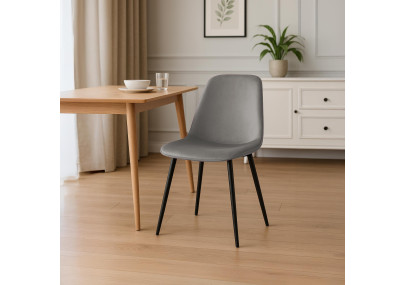 Conjunto de 2 sillas de comedor Maryam de terciopelo gris claro