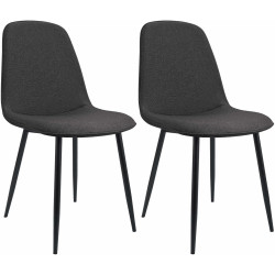 Ensemble de 2 chaises de salle à manger Maryam, tissu gris foncé