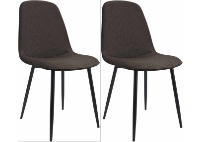 Ensemble de 2 chaises de salle à manger Maryam, tissu marron