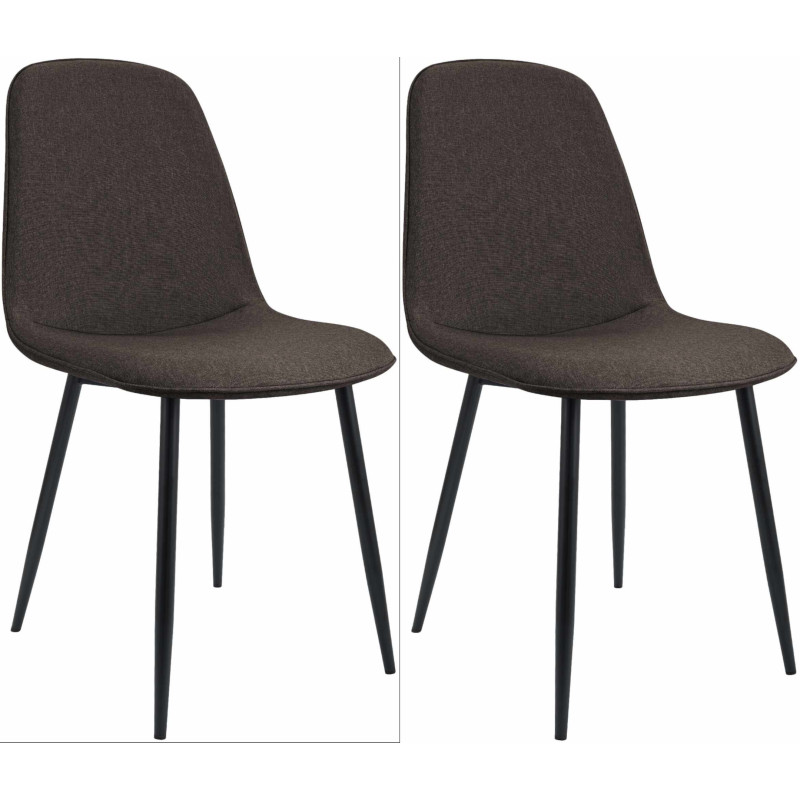 Coppia di sedie da pranzo Maryam, tessuto marrone