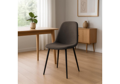 Conjunto de 2 sillas de comedor Maryam, tela marrón