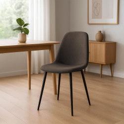 Coppia di sedie da pranzo Maryam, tessuto marrone