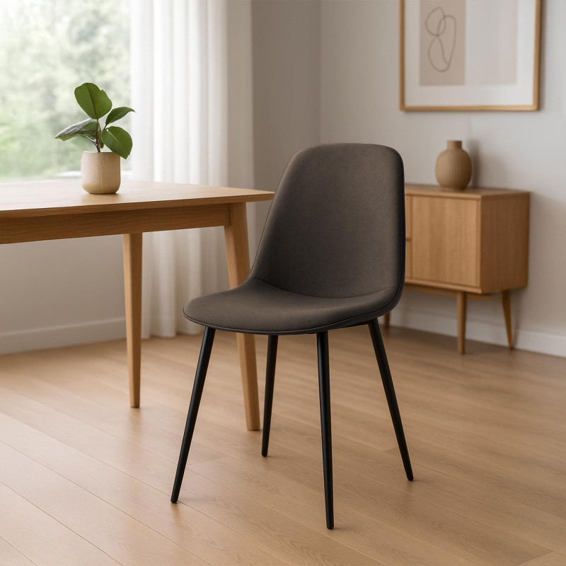 Coppia di sedie da pranzo Maryam, tessuto marrone