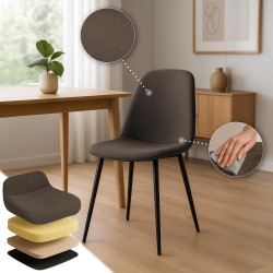 Ensemble de 2 chaises de salle à manger Maryam, tissu marron