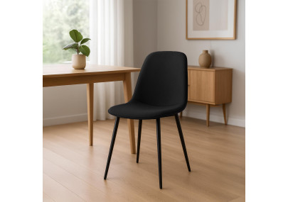 Ensemble de 2 chaises de salle à manger Maryam, en tissu noir