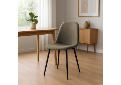 Ensemble de 2 chaises de salle à manger Maryam, tissu taupe