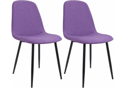 Ensemble de 2 chaises de salle à manger Maryam, tissu violet