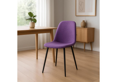 Conjunto de 2 cadeiras de sala de jantar Maryam, tecido roxo