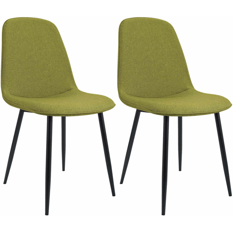 Conjunto de 2 sillas de comedor Maryam, tela verde