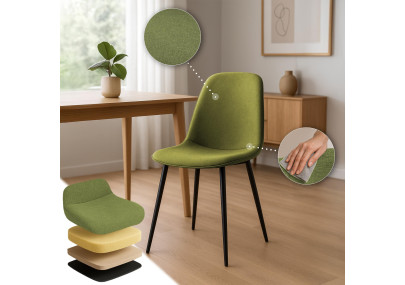 Conjunto de 2 cadeiras de sala de jantar Maryam, tecido verde