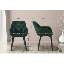Ensemble de 2 chaises de salle à manger Antigo en velours vert