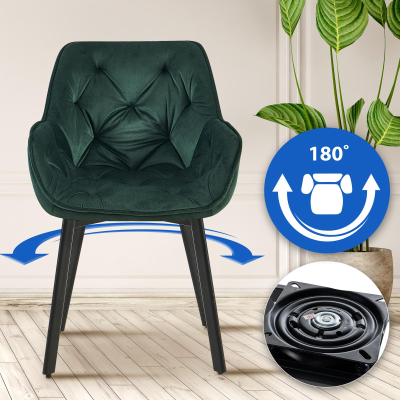 Coppia di sedie da pranzo Antigo in velluto verde