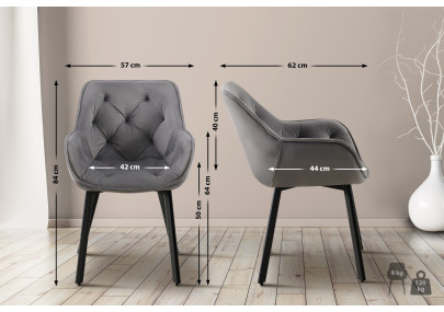 Ensemble de 2 chaises de salle à manger Antigo en velours gris foncé