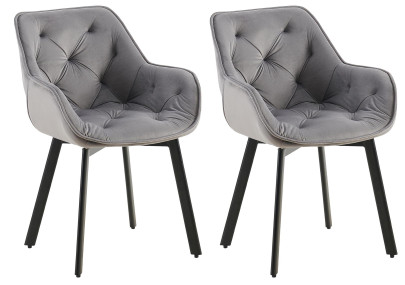Ensemble de 2 chaises de salle à manger Antigo en velours gris foncé