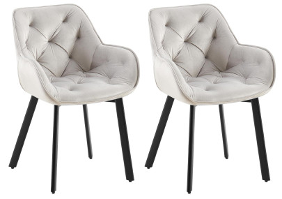 Ensemble de 2 chaises de salle à manger Antigo en velours gris