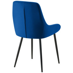 Ensemble de 2 chaises de salle à manger Elmira en velours noir et bleu foncé