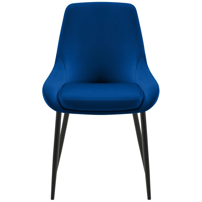 Coppia di sedie da pranzo Elmira in velluto nero e blu scuro