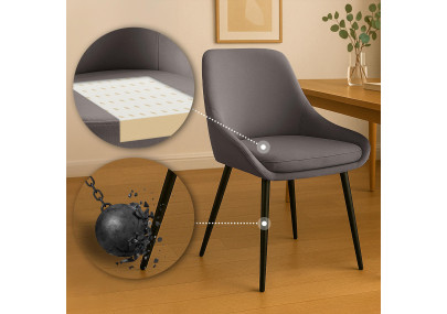 Ensemble de 2 chaises de salle à manger Elmira en velours noir anthracite