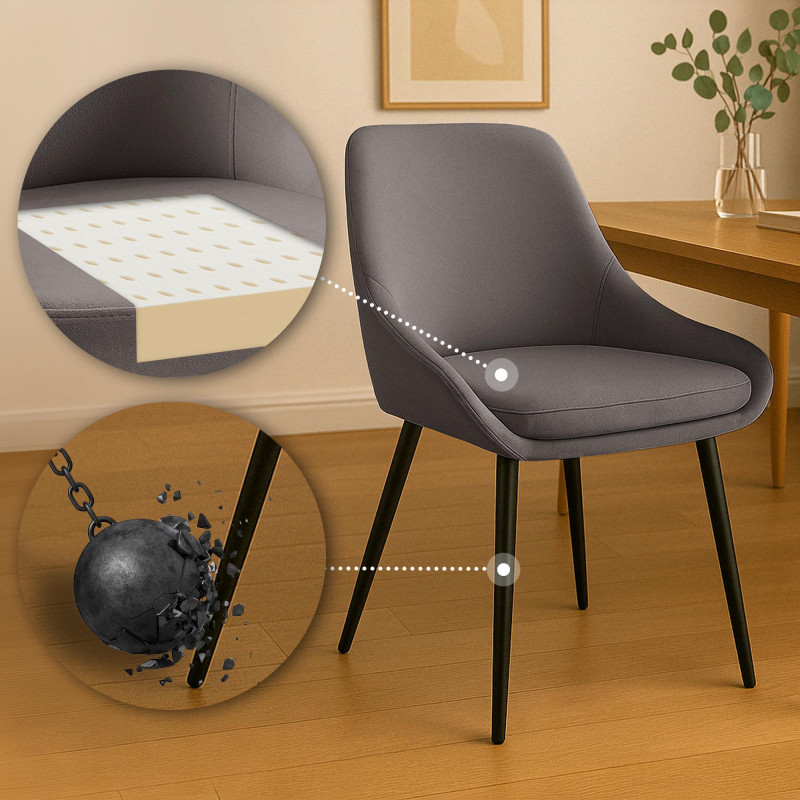 Ensemble de 2 chaises de salle à manger Elmira en velours noir anthracite