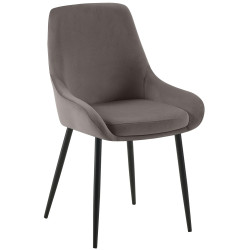Ensemble de 2 chaises de salle à manger Elmira en velours noir anthracite