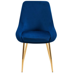 Conjunto de 2 sillas de comedor Elmira en terciopelo dorado y azul marino