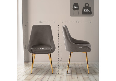 Ensemble de 2 chaises de salle à manger Elmira en velours or anthracite