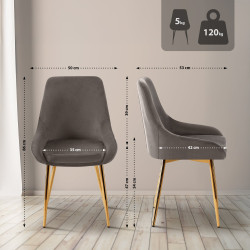 Ensemble de 2 chaises de salle à manger Elmira en velours or anthracite