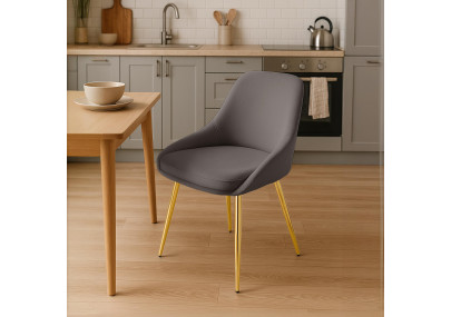 Ensemble de 2 chaises de salle à manger Elmira en velours or anthracite