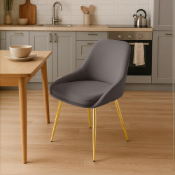 Ensemble de 2 chaises de salle à manger Elmira en velours or anthracite