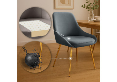 Ensemble de 2 chaises de salle à manger Elmira en velours or anthracite