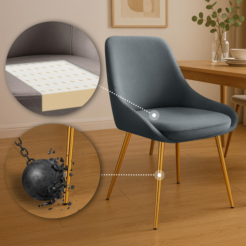 Insieme di 2 sedie da pranzo Elmira in velluto grigio antracite